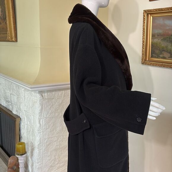 Vintage Nicole Farhi Wool/Cashmere Blend & Faux Fur Full Length Evening Coat - Picture 6 of 13